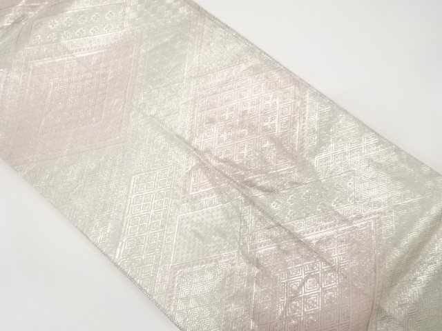 JAPANESE KIMONO / ANTIQUE FUKURO OBI / SILK / SAGANISHIKI / WOVEN RHOMBUS
